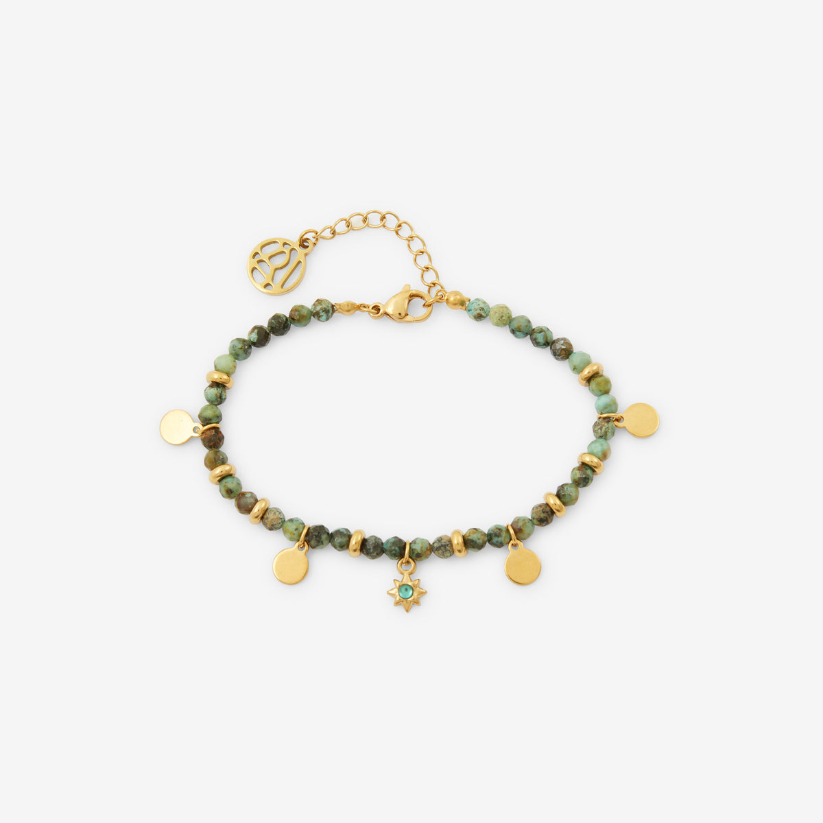 Bracelet acier inoxydable avec pierres vertes, BALABOOSTE