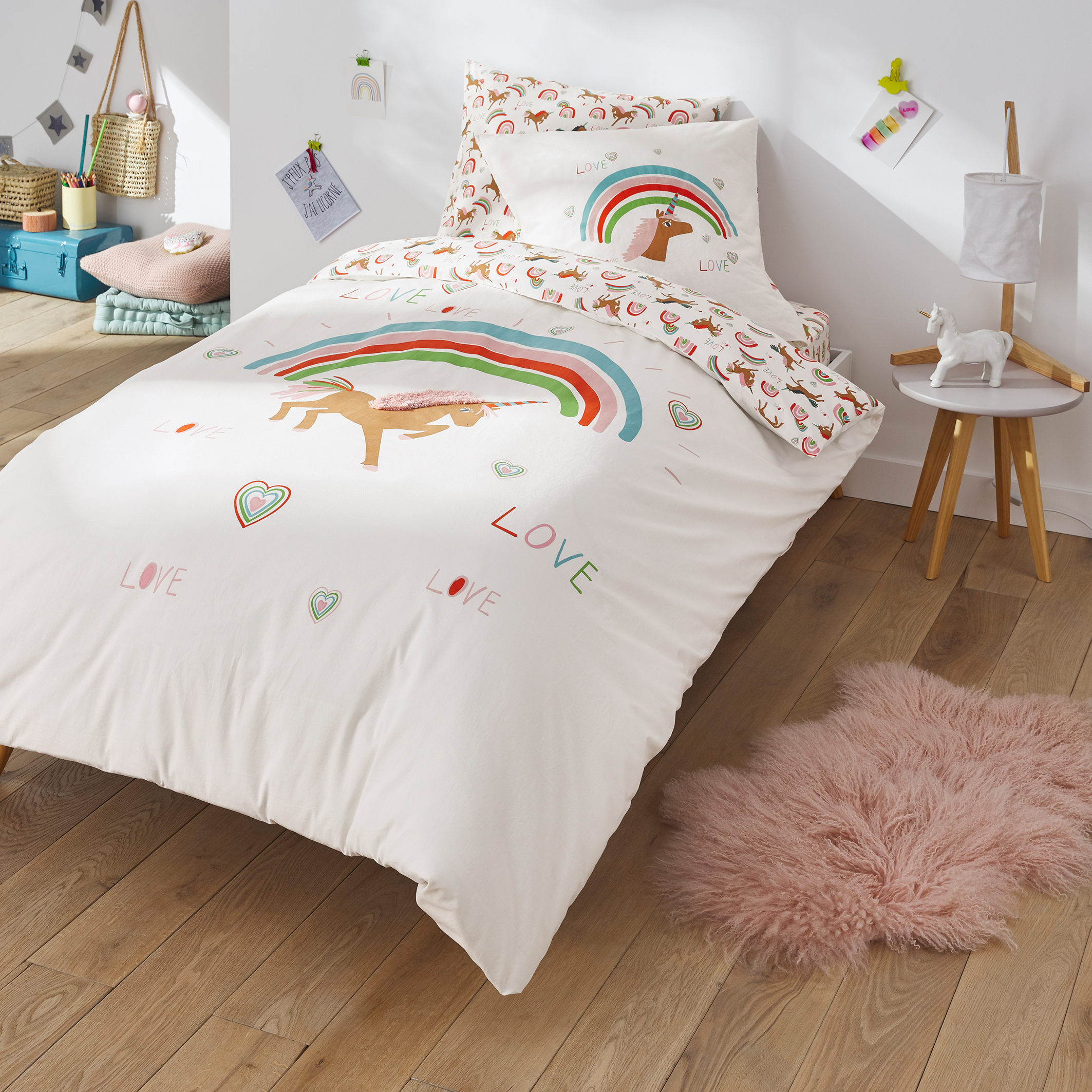 Licorn Beautiful Unicorns Pattern Luxury Duvet Covers Reversible Bedding Sets MS 