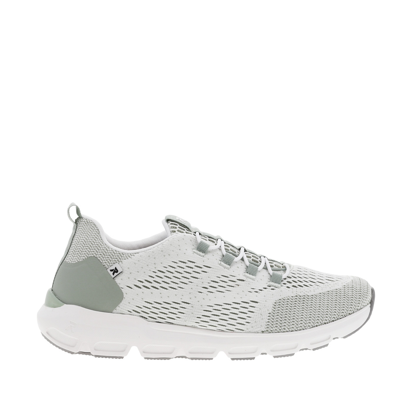 Baskets Running vertes en Mesh avec talon plat et lacets élastiqués blancs, RIEKER