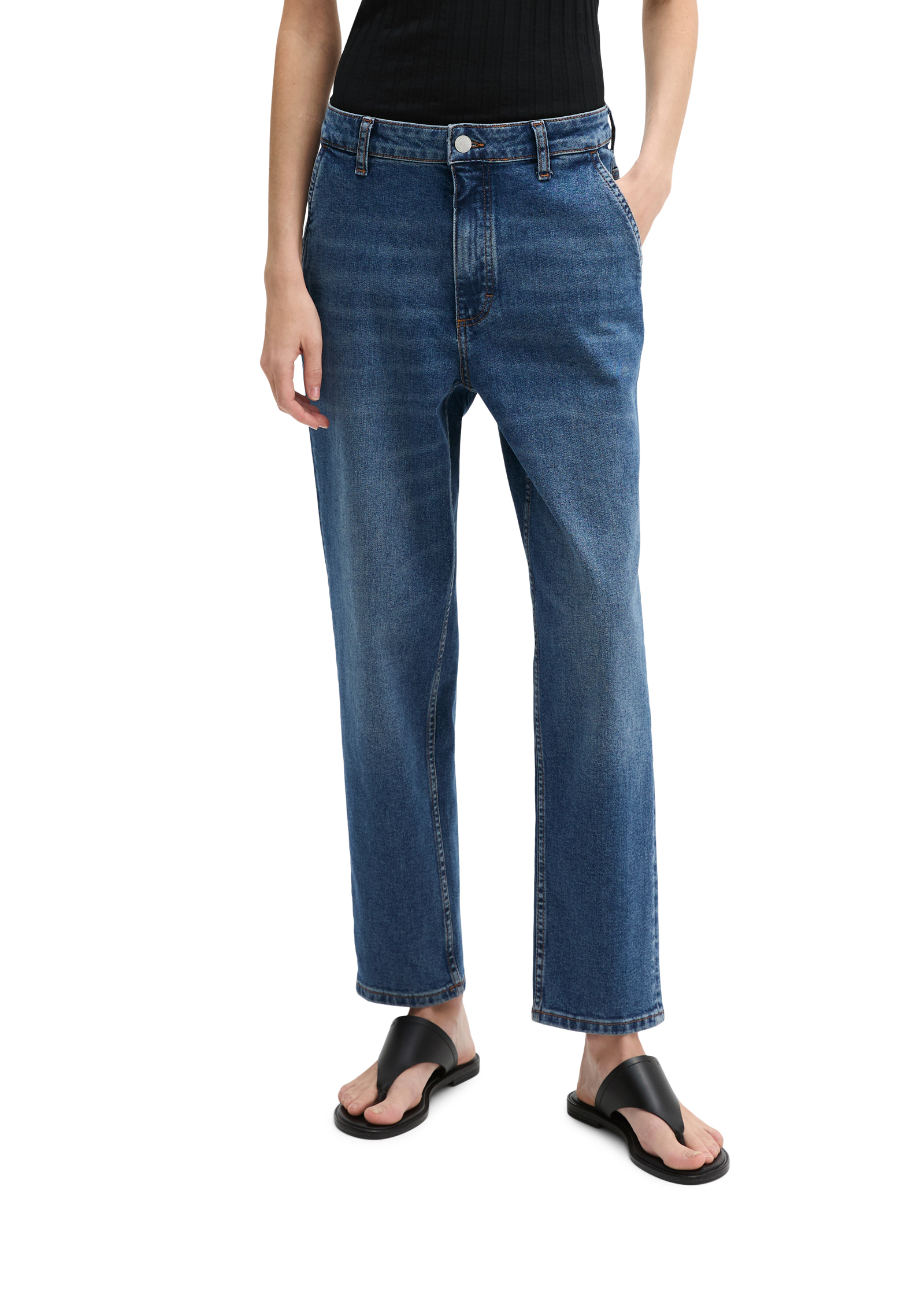 Jeans modèle Iva boyfriend cropped en mélange de coton organique, MARC O'POLO