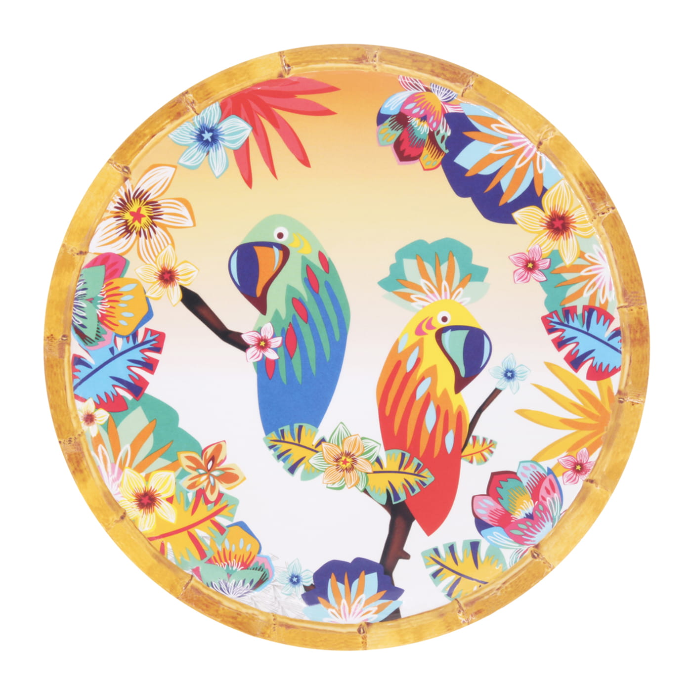Petite assiette mélamine Perroquets de Bahia 23 cm, LES JARDINS DE LA COMTESSE