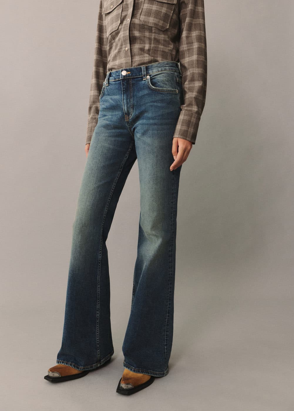 Jean violeta flare taille haute bleu fonce vintage Mango La Redoute