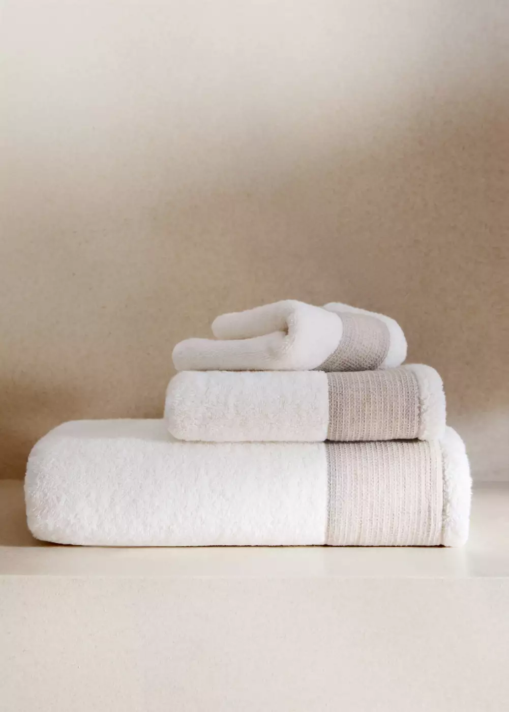 Serviette toilette coton bouclette finition lin, MANGO HOME