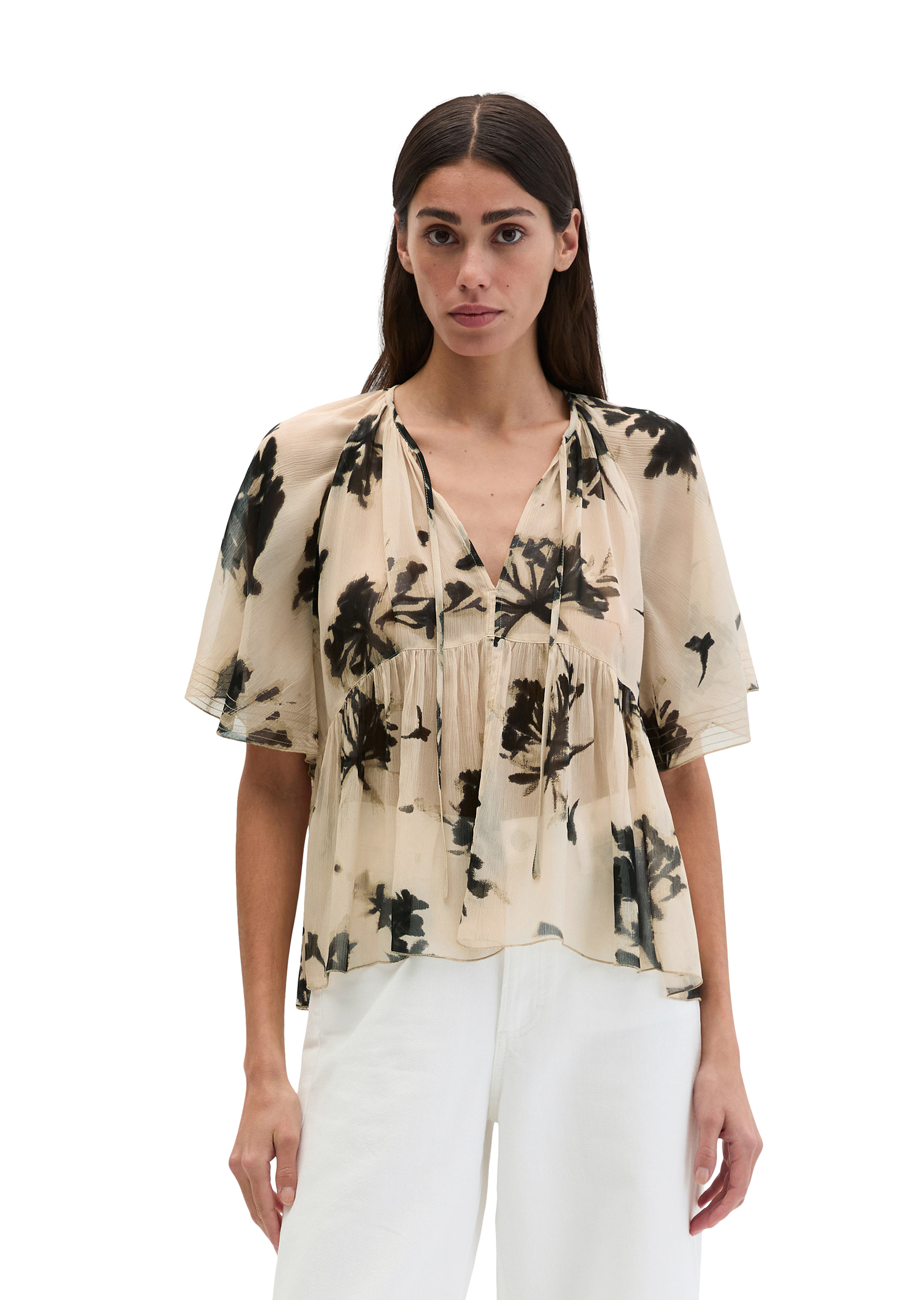 Blouse imprimée loose en viscose froissée, MARC O'POLO