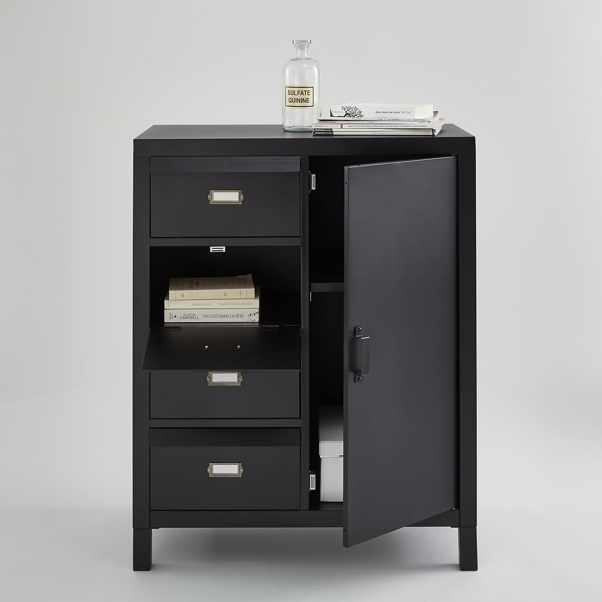 Product photograph of Hiba Cabinet With Cupboard And 4 Labelled Drawers from La Redoute UK.