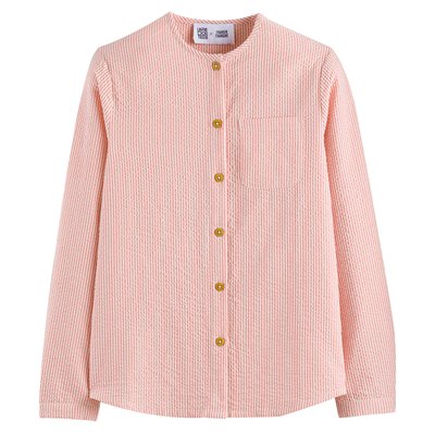 Striped Cotton Seersucker Shirt with Mandarin Collar and Long Sleeves FRANGIN FRANGINE X LA REDOUTE
