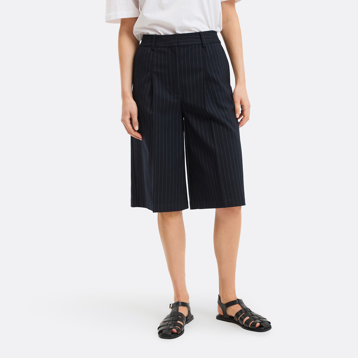 Striped Pleated Bermuda Shorts, LA REDOUTE COLLECTIONS