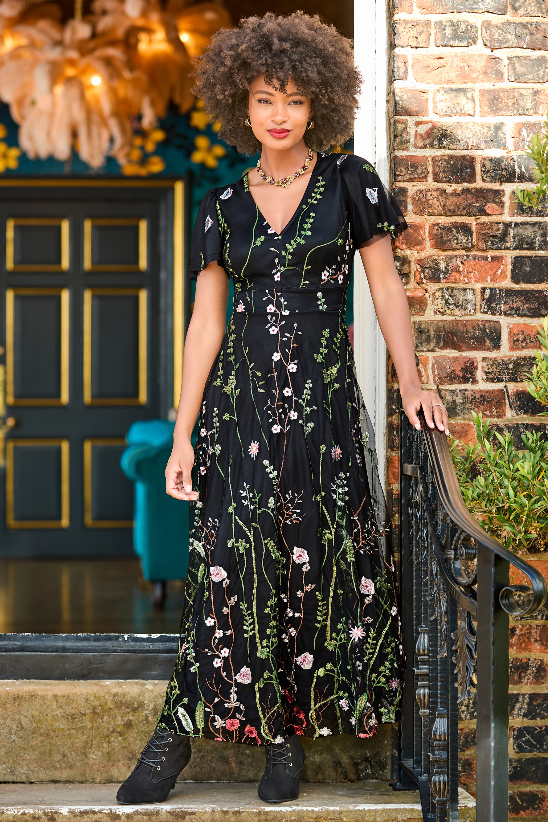 Robe Longue Brodée Fleurs Spectaculaires, JOE BROWNS