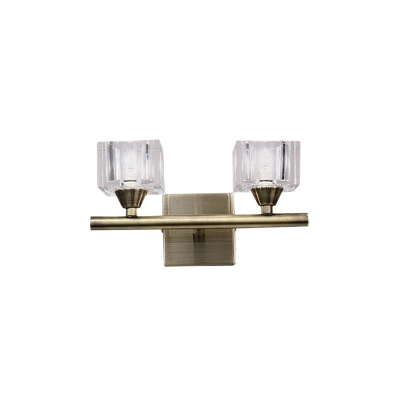 Applique Murale Double laiton bruni et verre Cubic, MILLUMINE