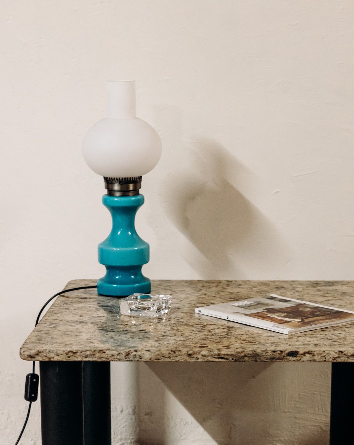 Lampe en céramique bleu clair Julia N°1057 - Bon état, DEBONGOUT
