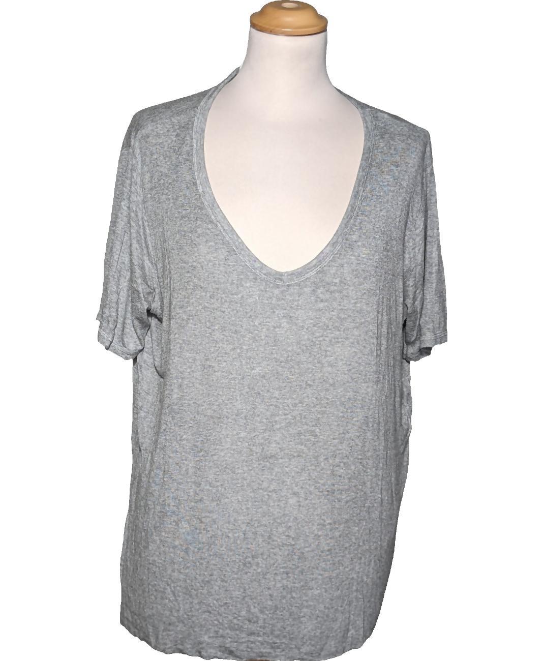Top T-Shirt IKKS Manches Courtes - Gris Taille 40 - Occasion Très Bon État - Rare