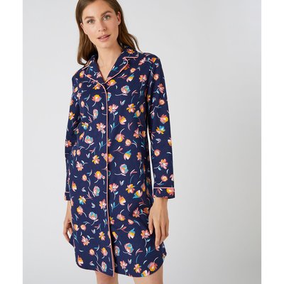 Floral Cotton Flannelette Nightshirt with Long Sleeves DAMART