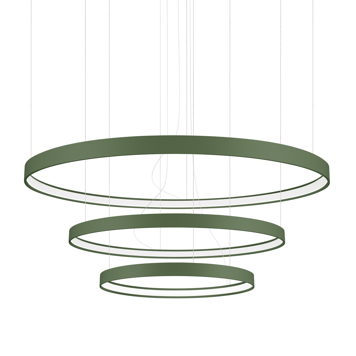 Lustre Aluminium Vert Olive LED 3 Rio, EDEN