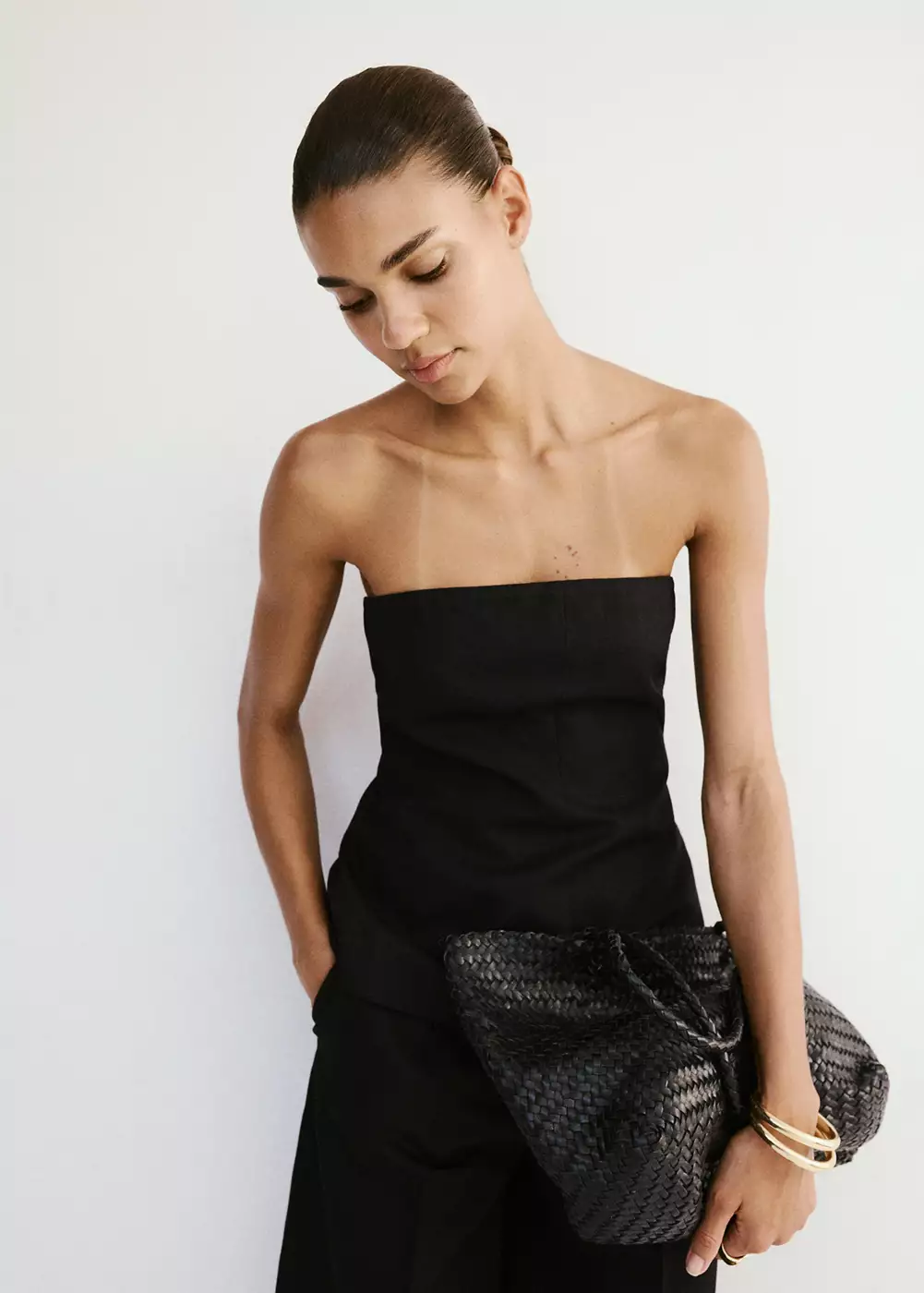 Top en lin bustier, MANGO
