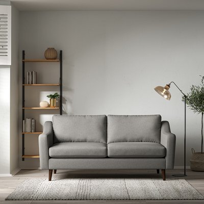 Rosa Curve Soft Brushed 3 Seater Sofa with Dark Wood Legs SO'HOME