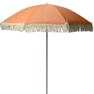 Parasol de plage orange avec frange diamètre 176cm WADIGA