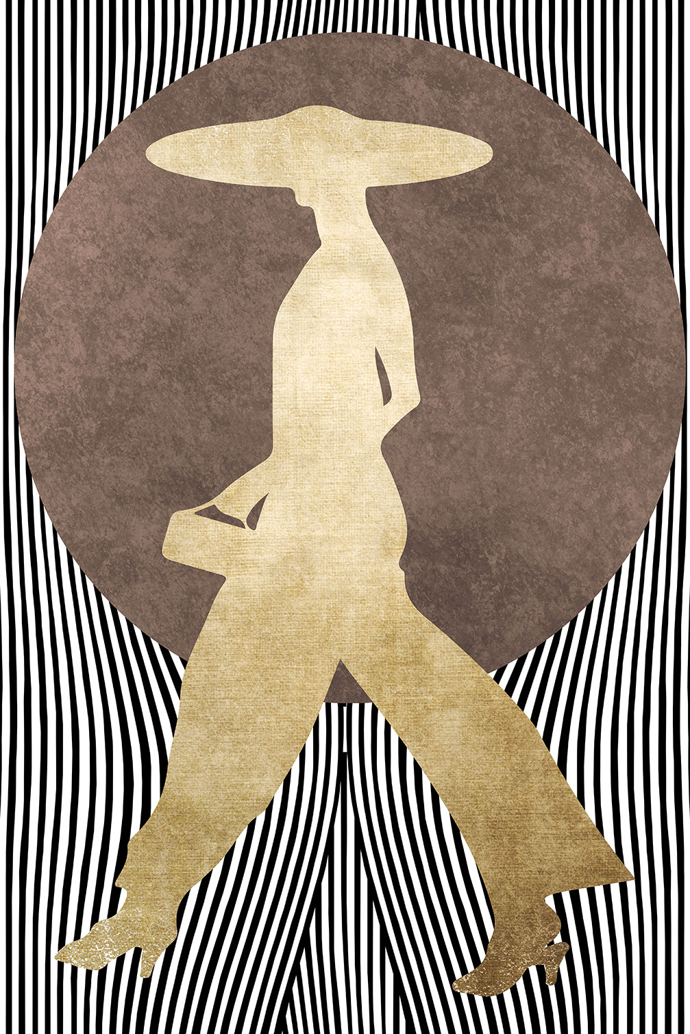 Tableau silhouette femme à chapeau, HEXOA