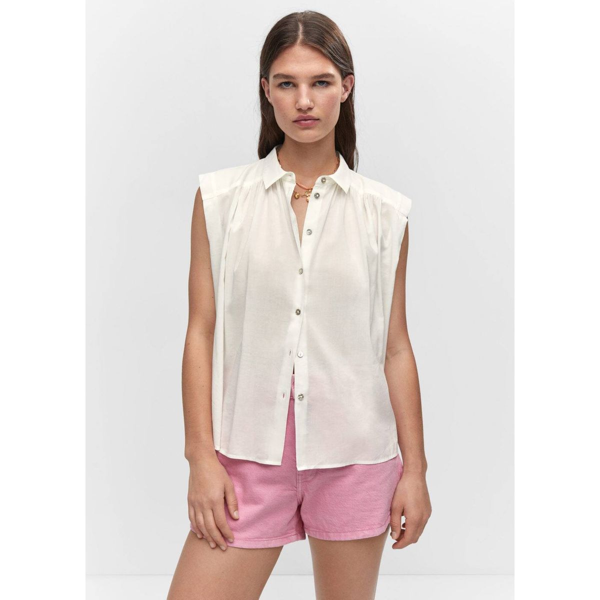 Chemise blanche sans manche femme hot sale