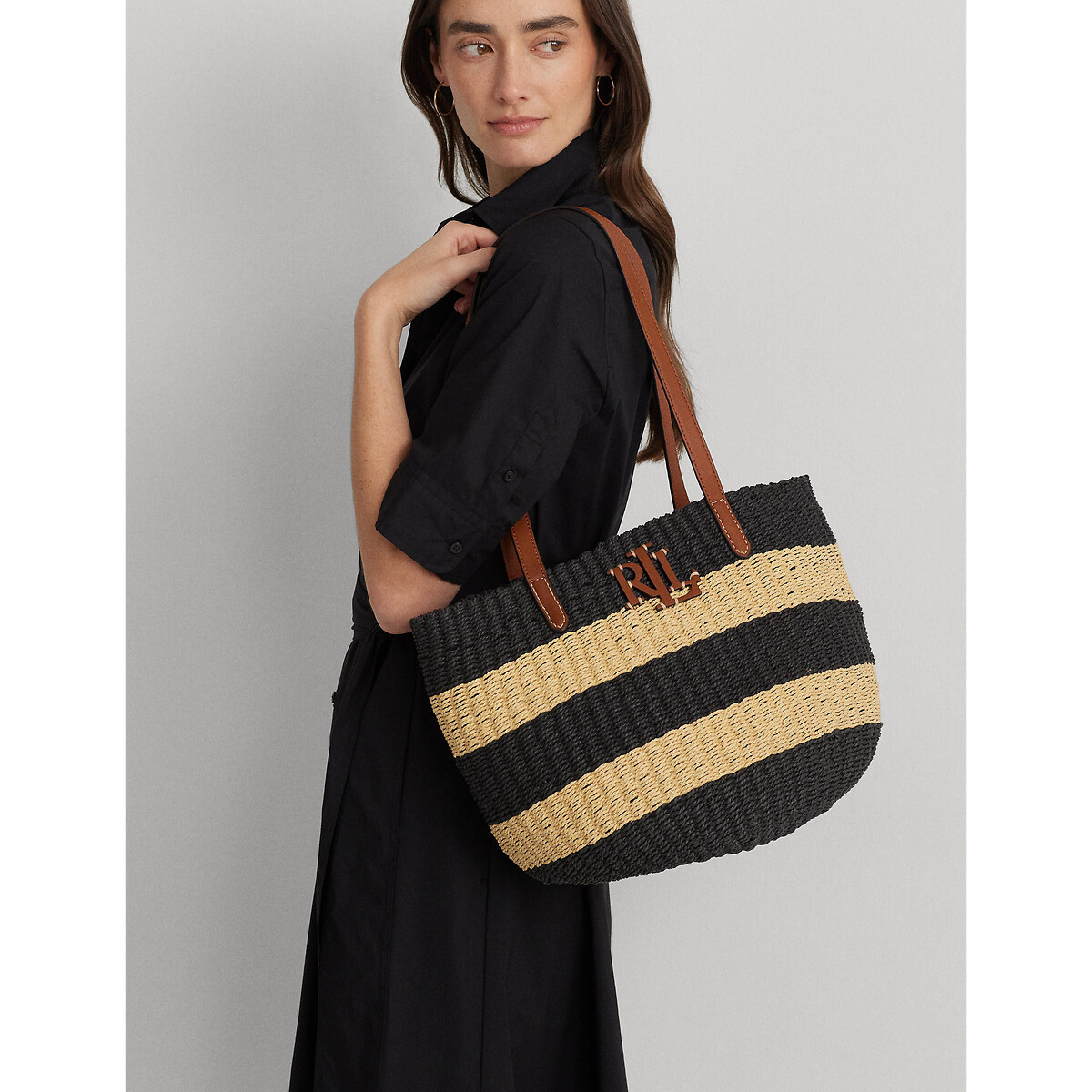 Hartley Striped Straw Tote Bag
