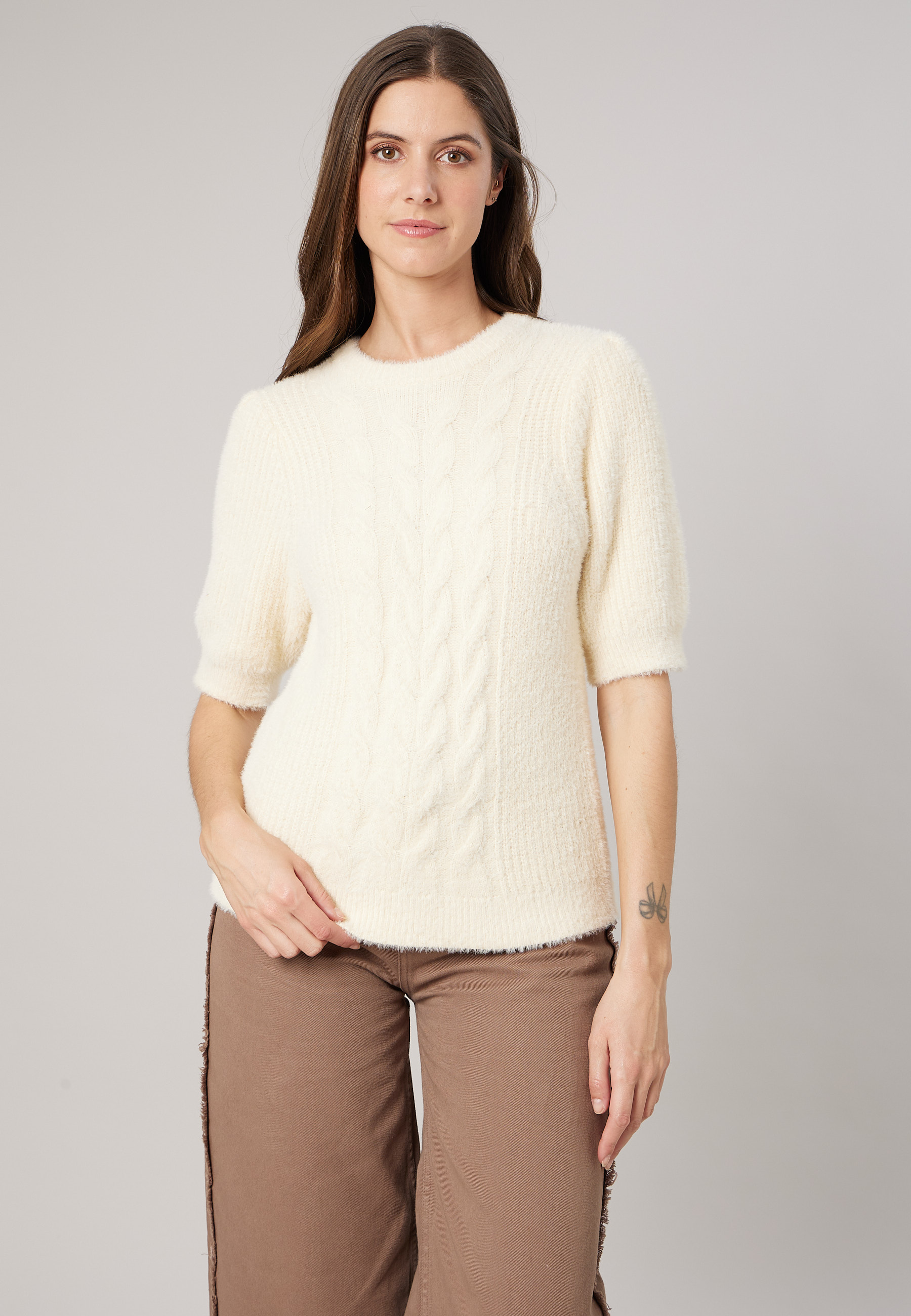 Pull femme en maille torsadée RENATA, DEELUXE