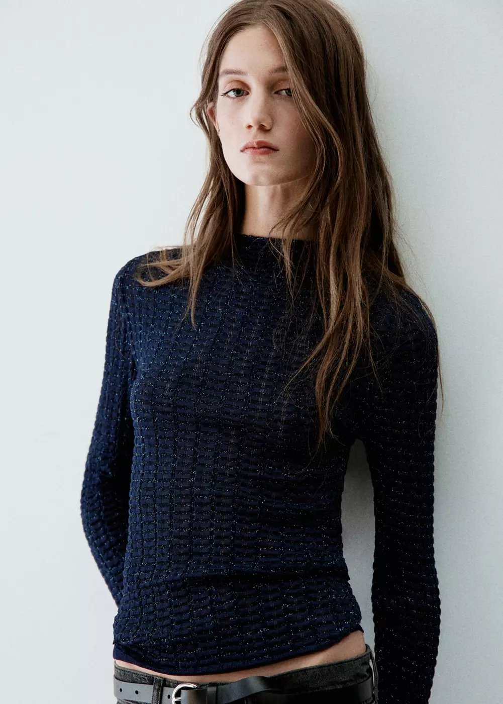 Jersey en maille texturée en fil textile, MANGO