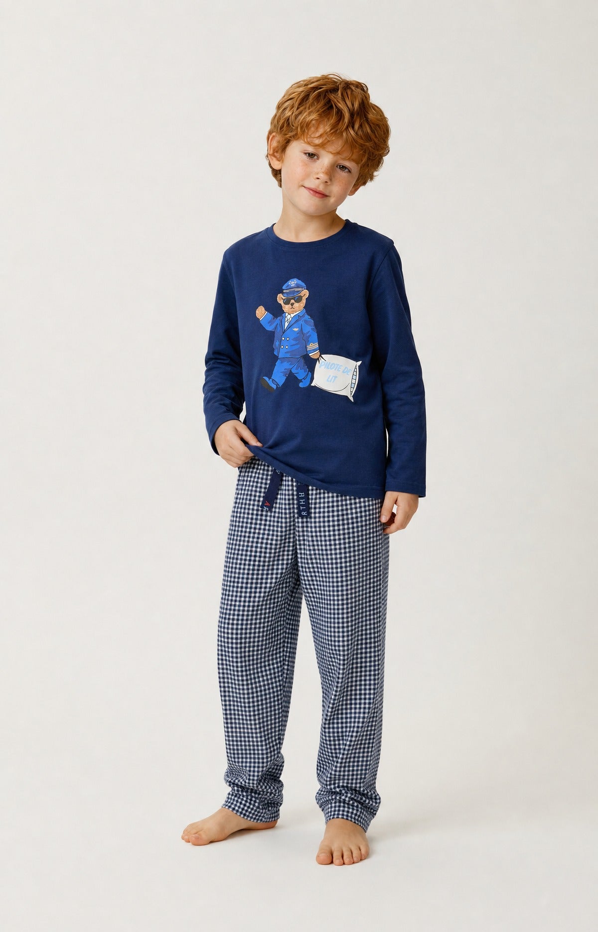 Pyjama enfant en jersey de coton léger imprimé Pilote de lit, ARTHUR