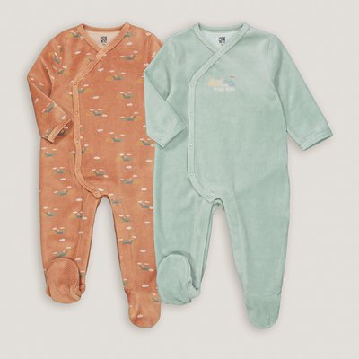 Pack of 2 Sleepsuits in Mountain Print Velour LA REDOUTE COLLECTIONS