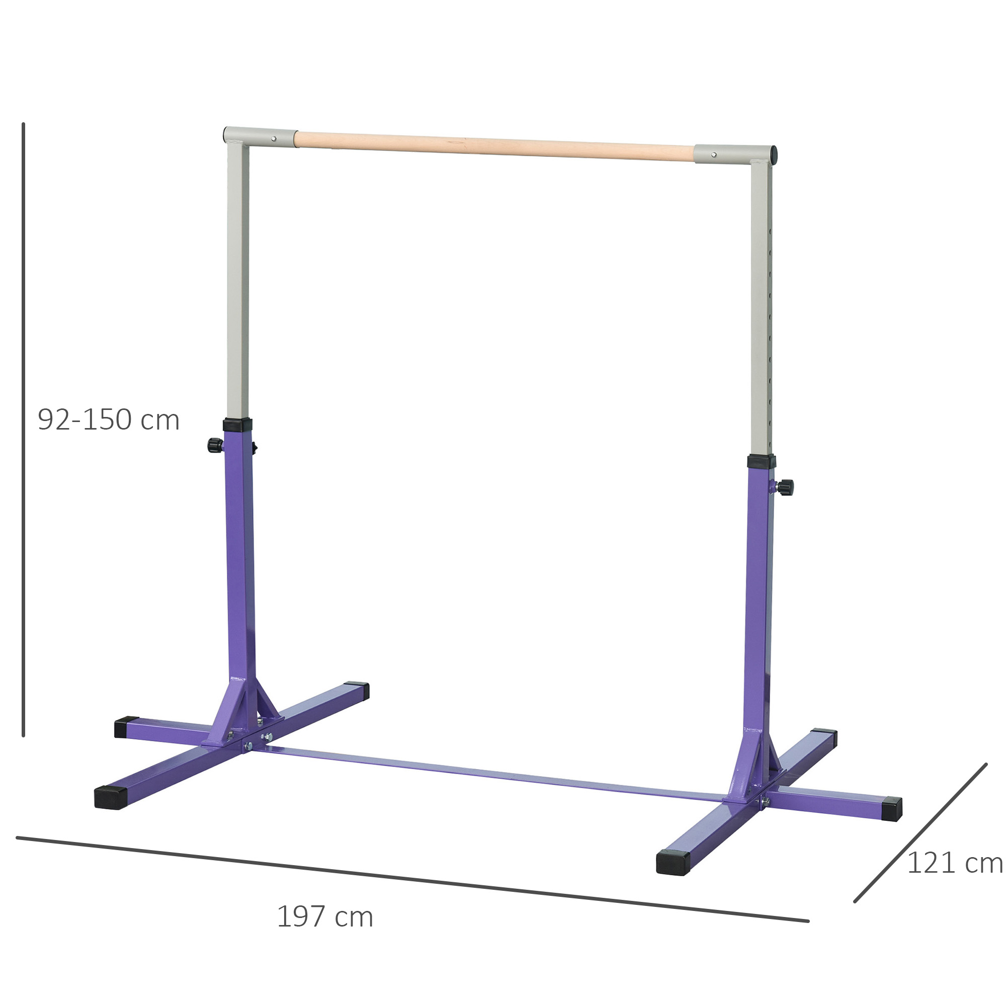 Lot De 3 Barres Fixes D'exercice VidaXL 125 Cm – Acier Rouge, Pour Gymnastique Et Fitness