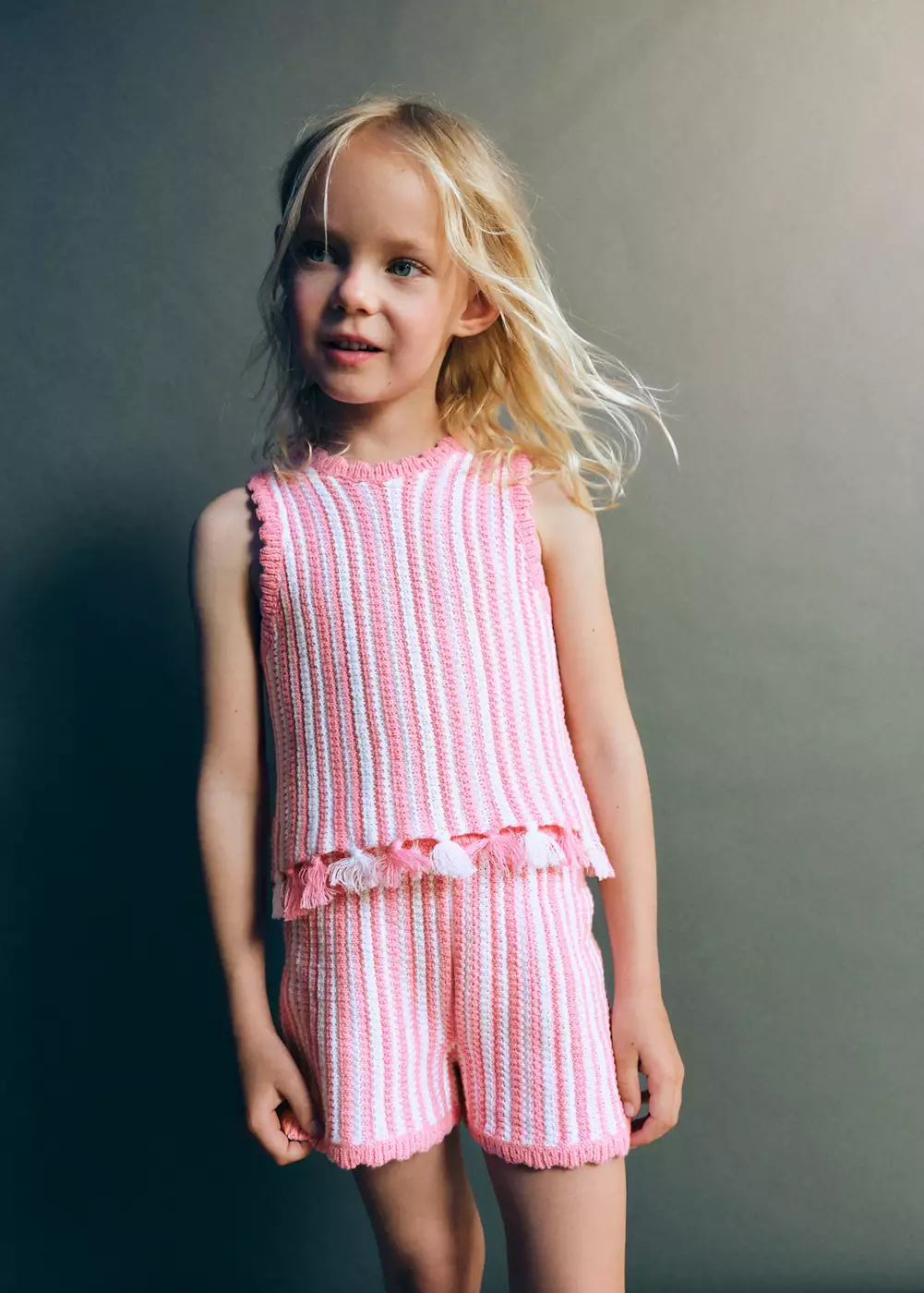 Short en crochet à rayures, MANGO BABY