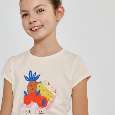 Cotton Fruit Print T-Shirt with Crew Neck LA REDOUTE COLLECTIONS