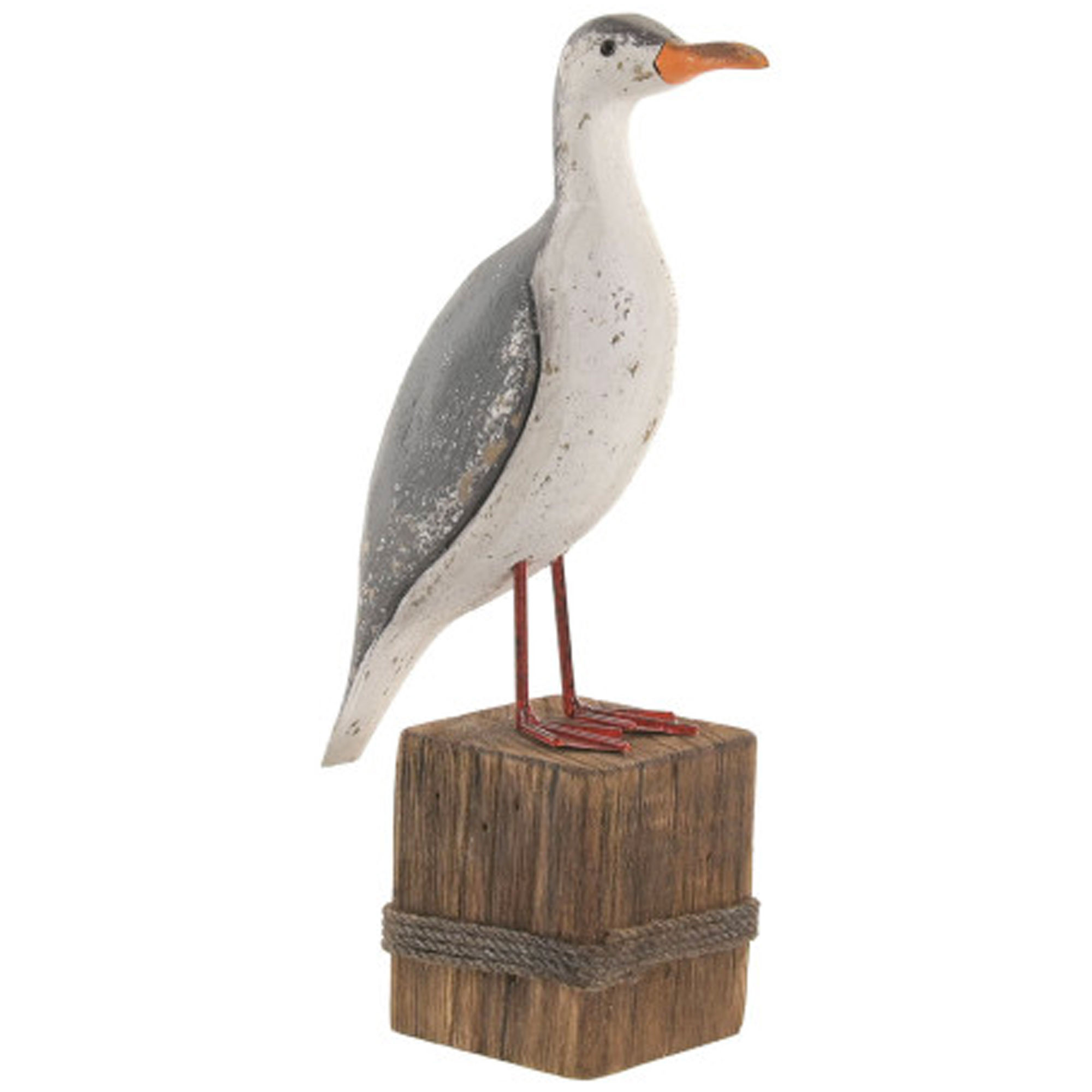 Statue déco à poser bois et métal mouette 17x9.5x34cm, WADIGA