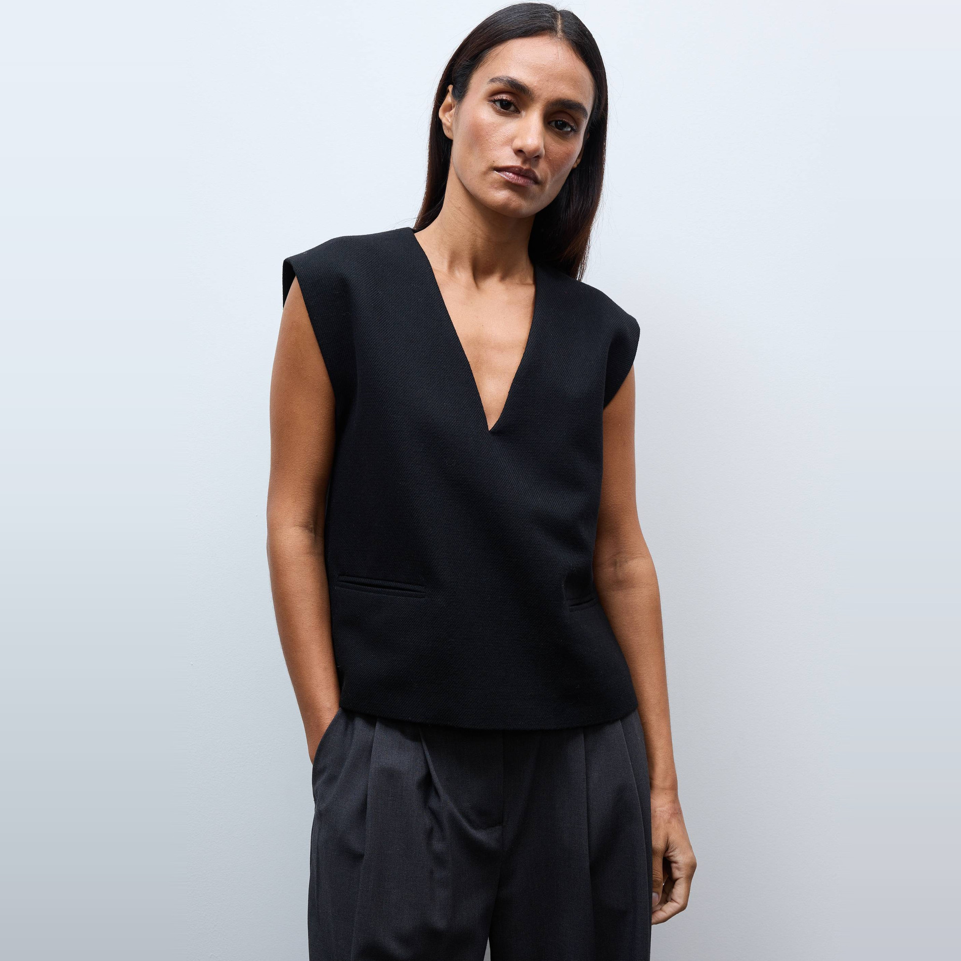 Top sans manches uni contenant de la laine, MONOPRIX