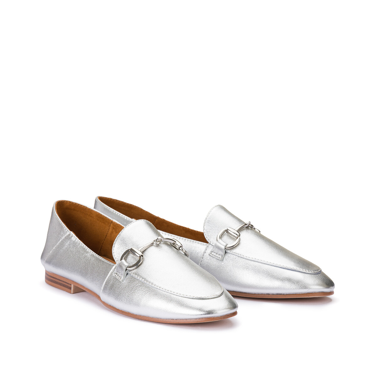 metallic leather loafers