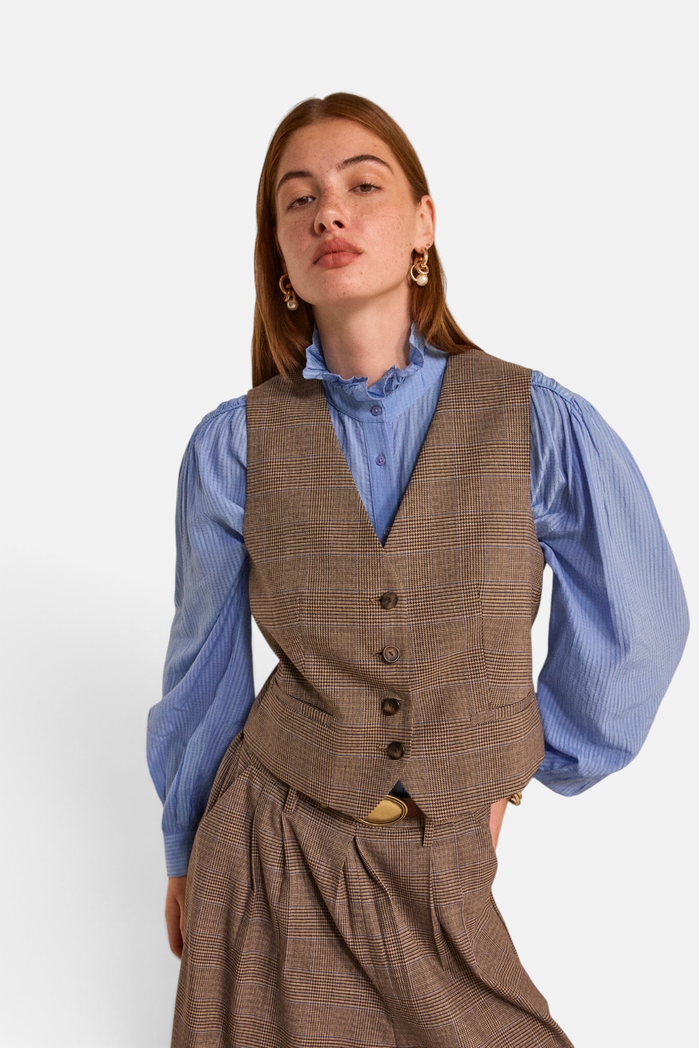 Gilet imprimé prince de galles sans manches BABEL, Maison 123