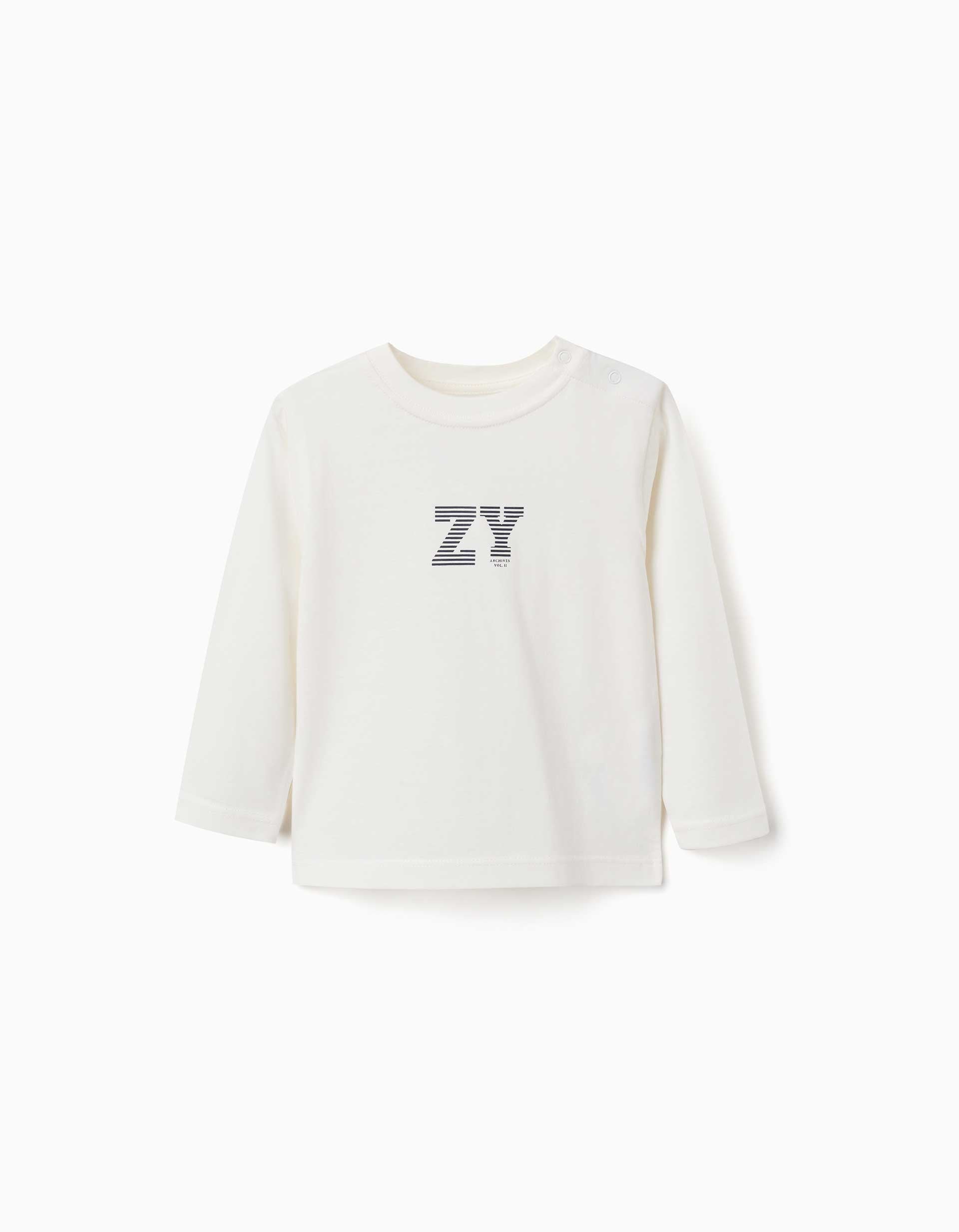 T-shirt en coton à manches longues avec imprimé ZY en relief, ZIPPY