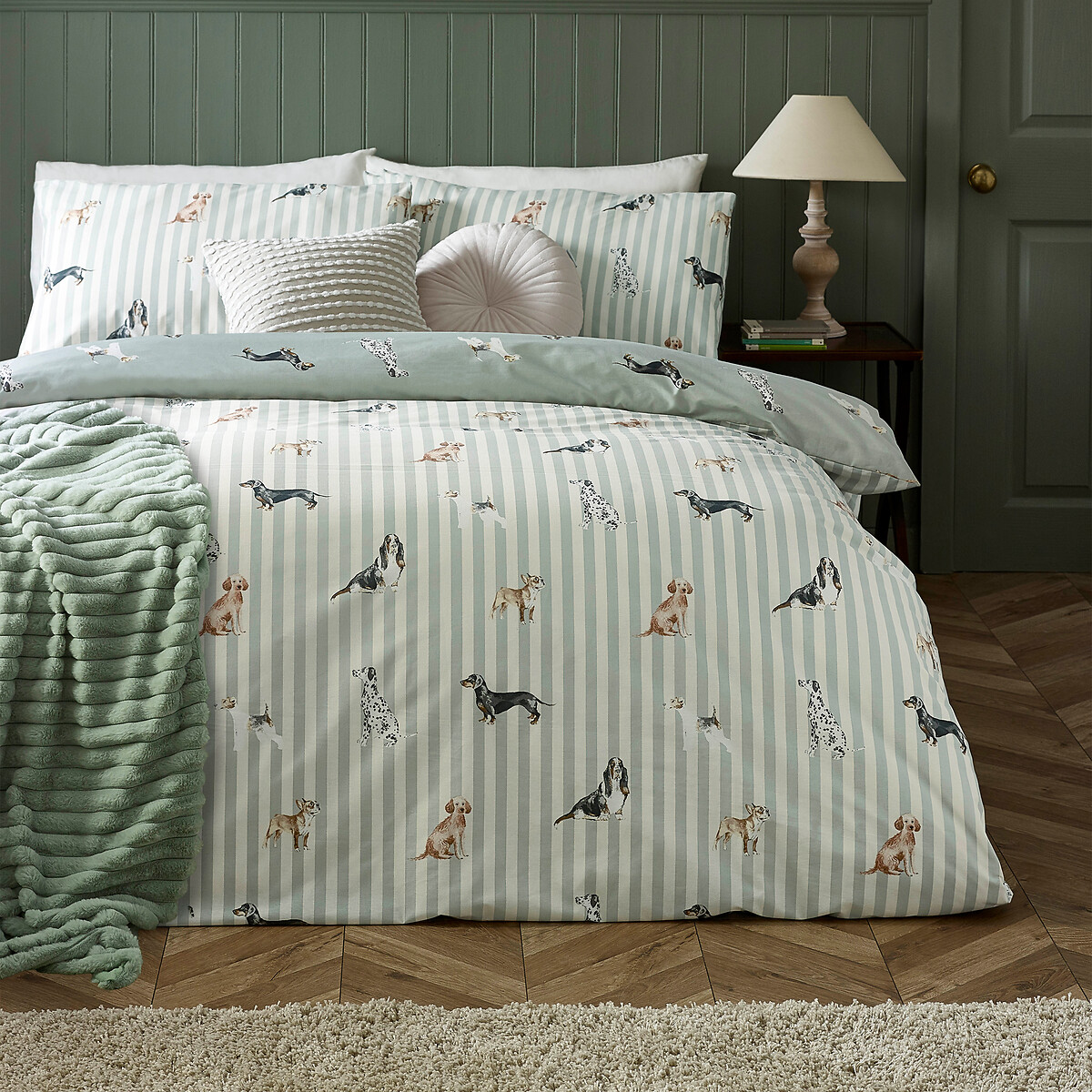 Dog Stripe Reversible Duvet Cover Set, CATHERINE LANSFIELD