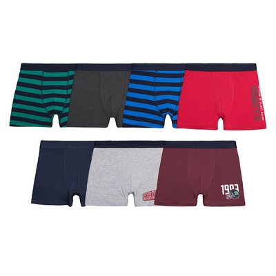 7er-Pack Boxershorts, Baumwolle, Campus-Print LA REDOUTE COLLECTIONS