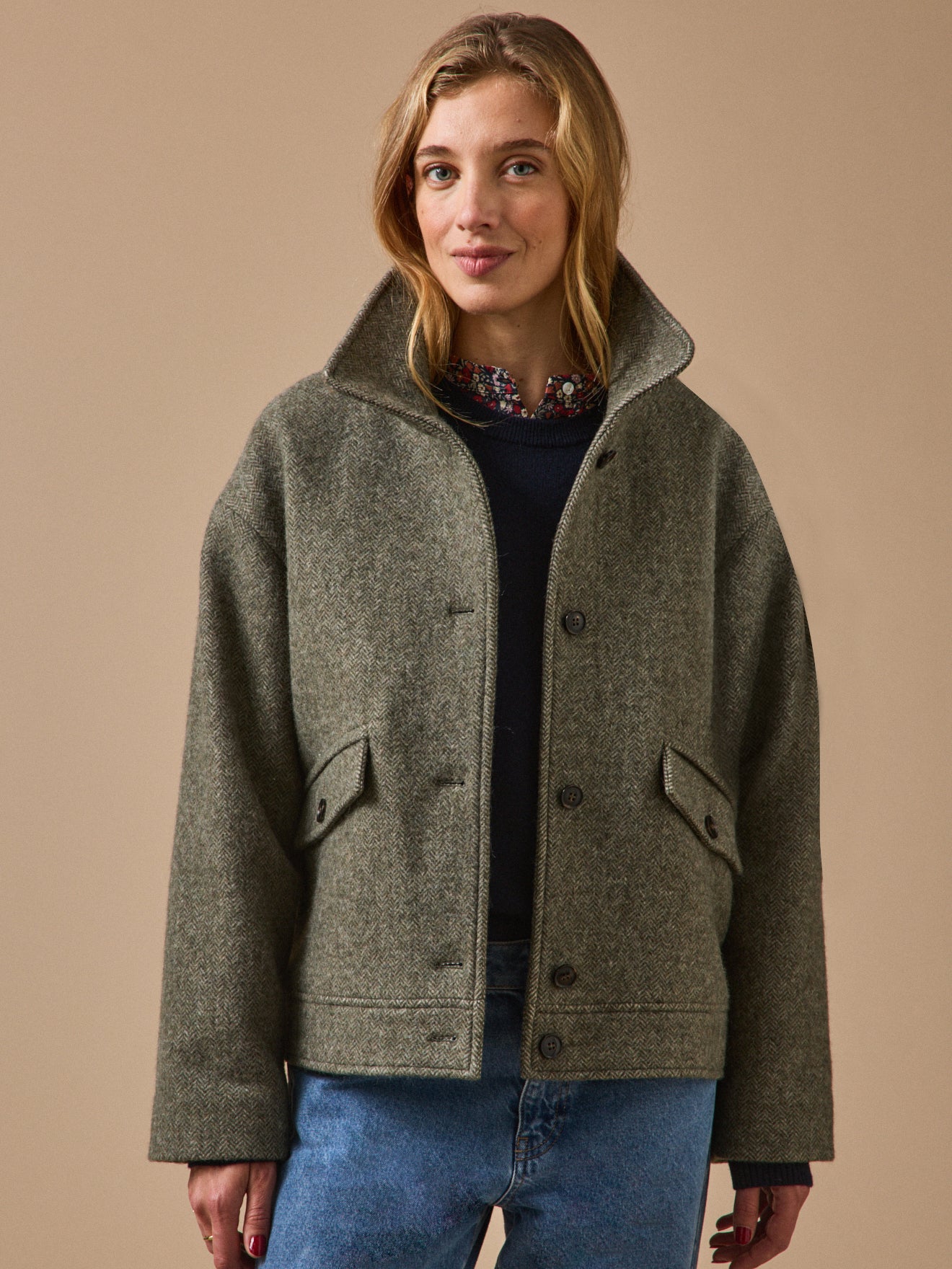 Manteau court lainage chevrons, CYRILLUS