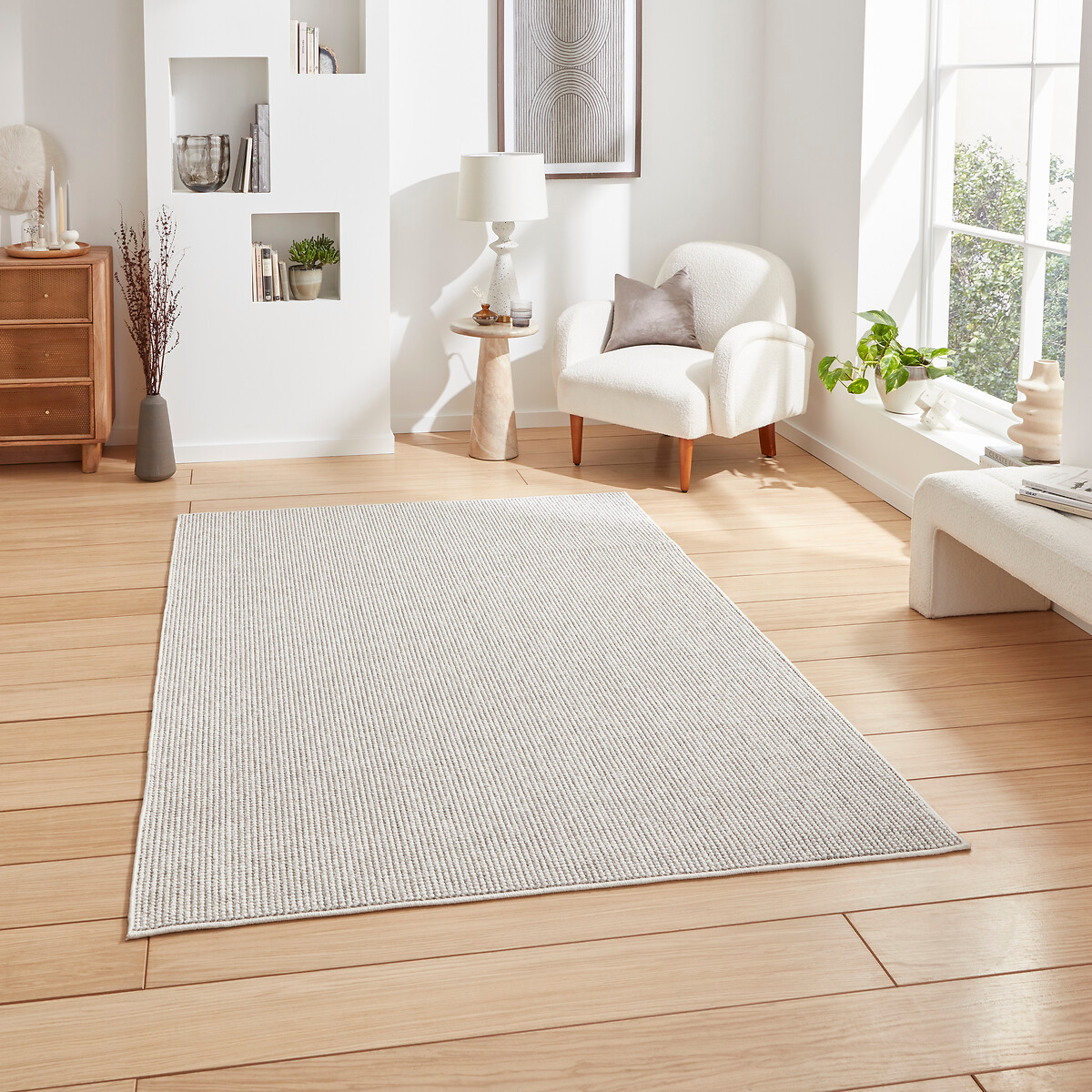 Neutral Boucle Textured Rug, SO'HOME