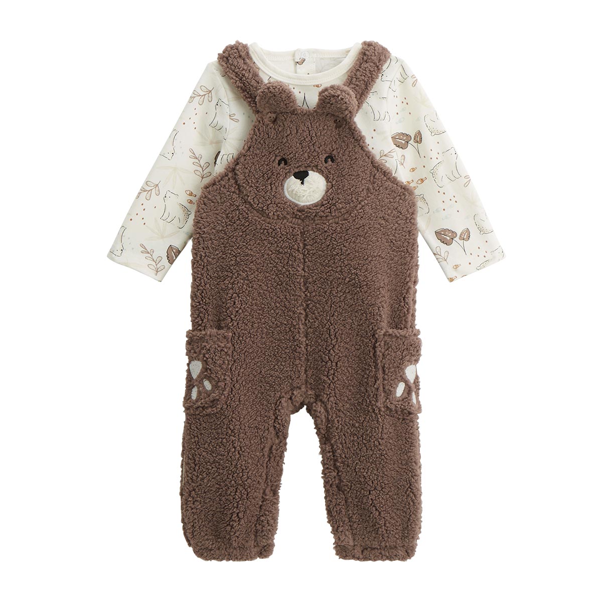 Ensemble salopette bébé en sherpa et t-shirt Câlins, PETIT BEGUIN
