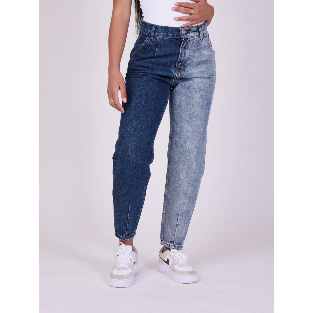 Jeans discount bicolore femme