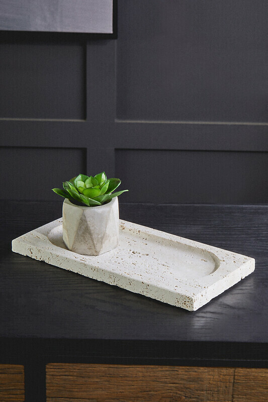 Travertine Rectangular Decorative Tray, FIFTY FIVE SOUTH