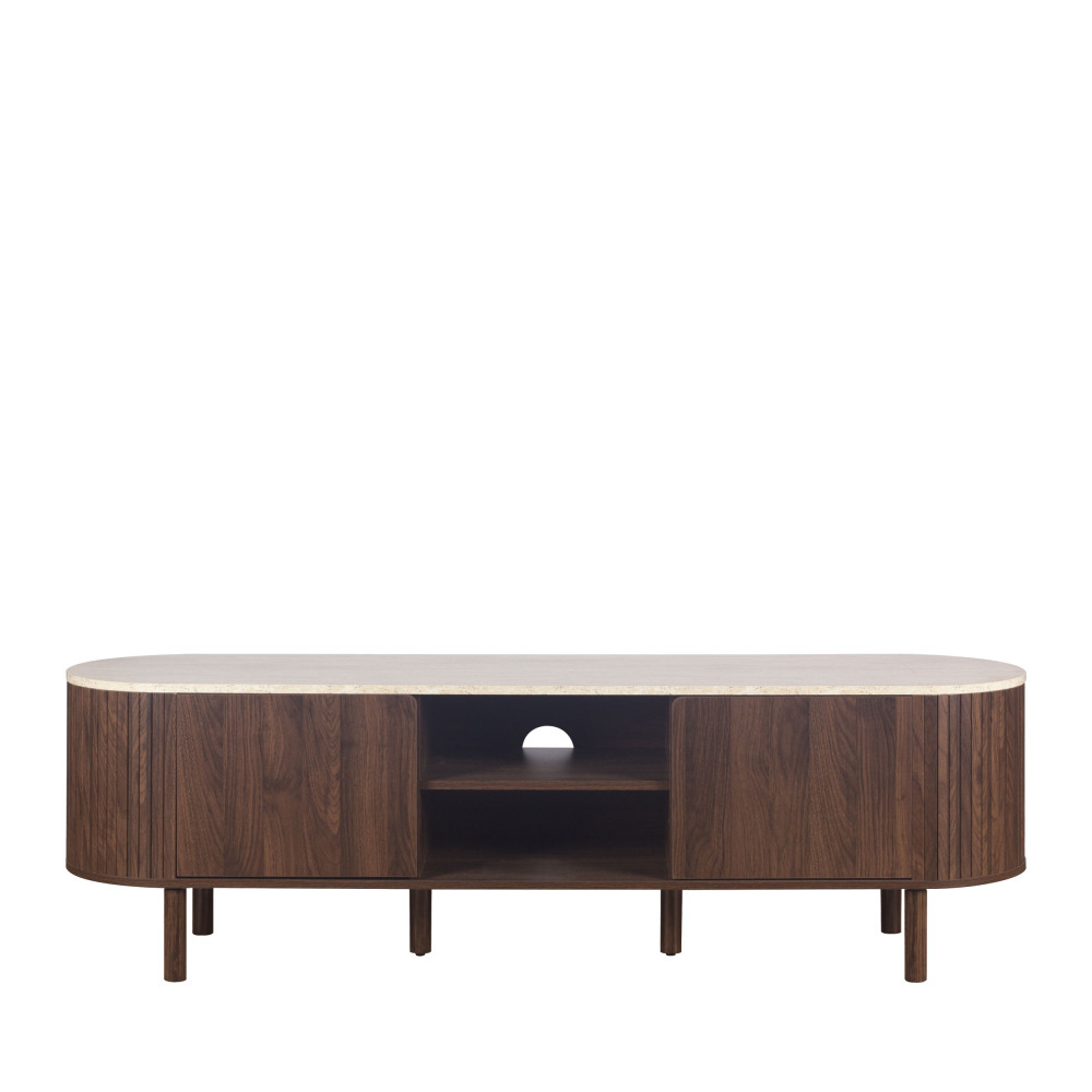 Meuble TV 2 portes en bois effet travertin L 160 cm- ALMA, DRAWER