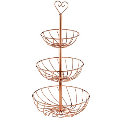 3-Tier Metal Wire Fruit Basket in Rose Gold SO'HOME