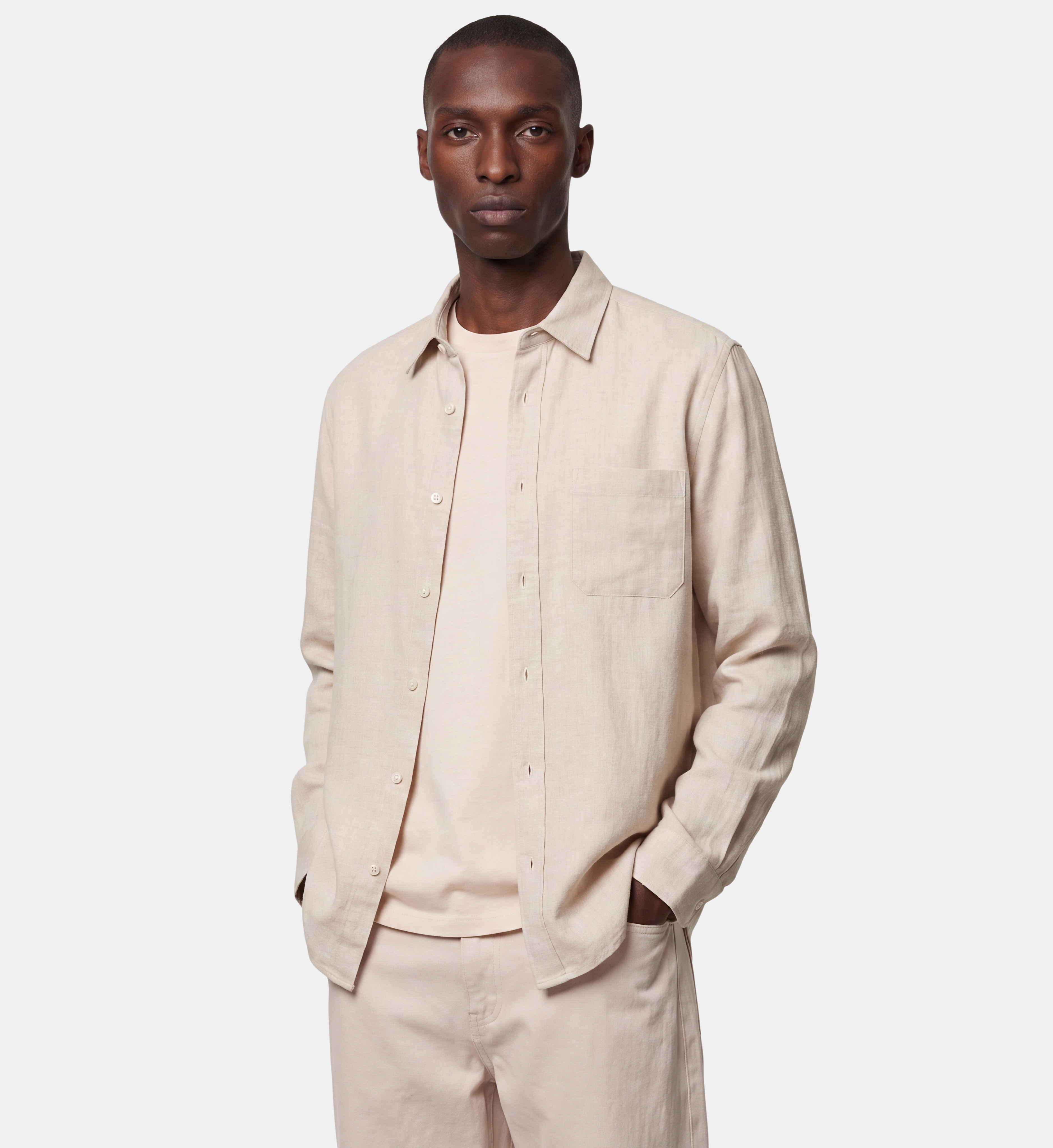 Chemise rirflan droite en coton bio, GALERIES LAFAYETTE