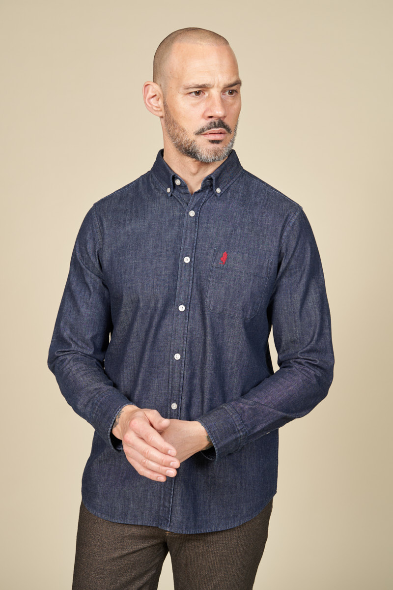 Chemise denim col boutonné, MCS