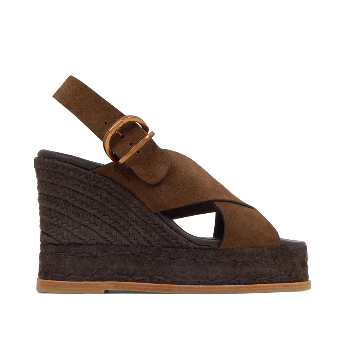 Sandales compensées en cuir à brides croisées BETINA EXTRA PLATFORM, CASTANER