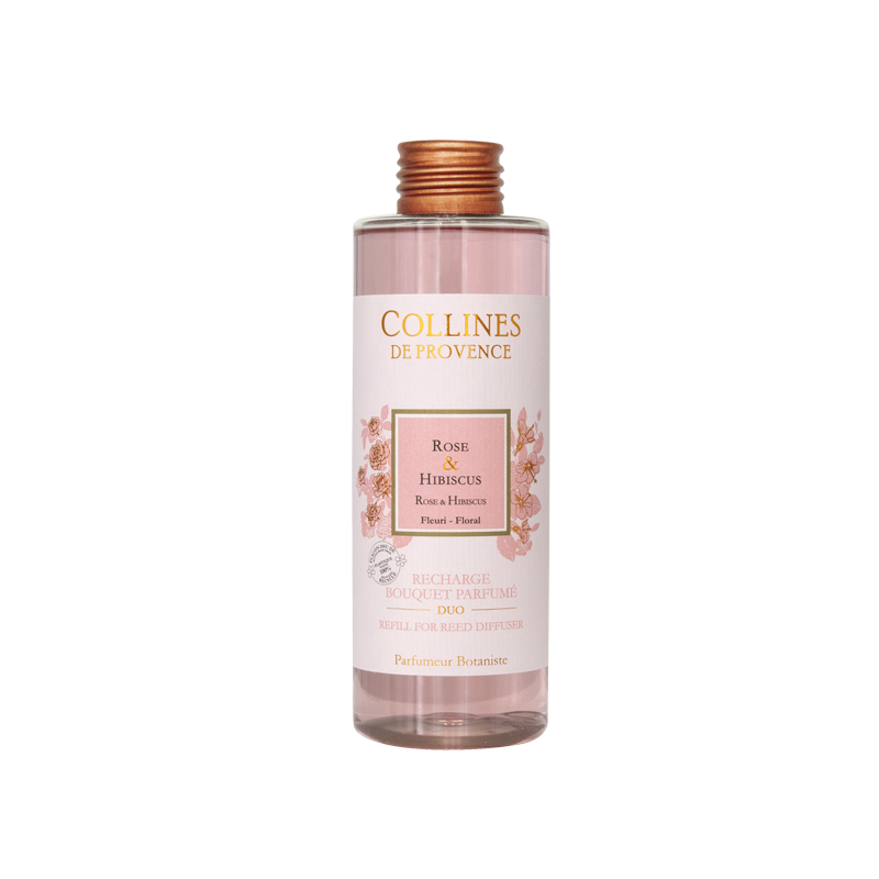 Recharge Diffuseur de parfum Colorée ROSE & HIBISCUS, COLLINES DE PROVENCE