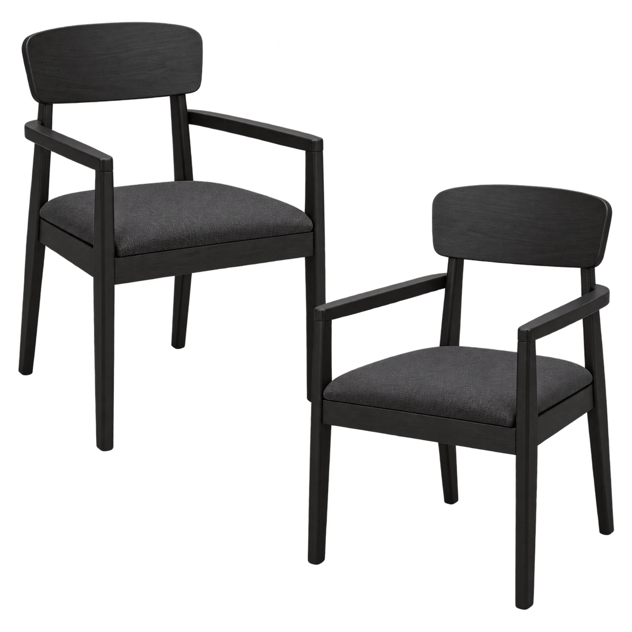 Chaise à accoudoirs en bois, assise tissu (lot de 2) ORBE, PIER IMPORT