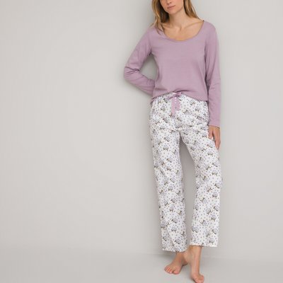 Pijama con pantalón de franela con estampado floral LA REDOUTE COLLECTIONS